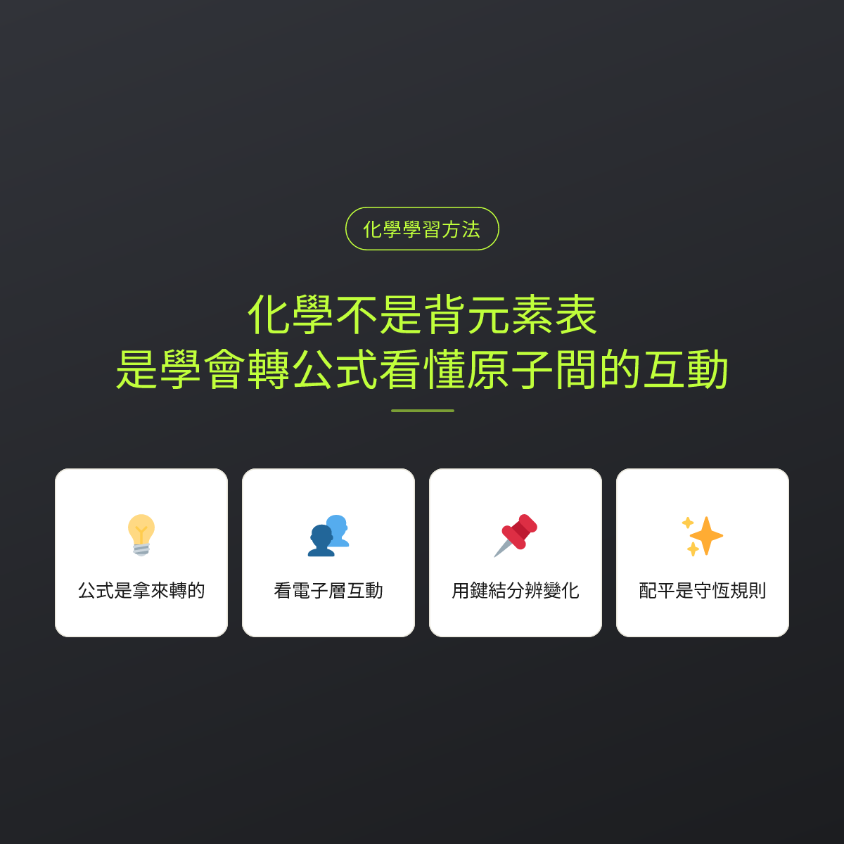 化學不是背元素表，是學會轉公式看懂原子間的互動