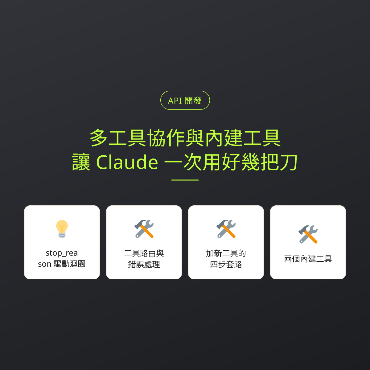 多工具協作與內建工具：讓 Claude 一次用好幾把刀：文章重點卡